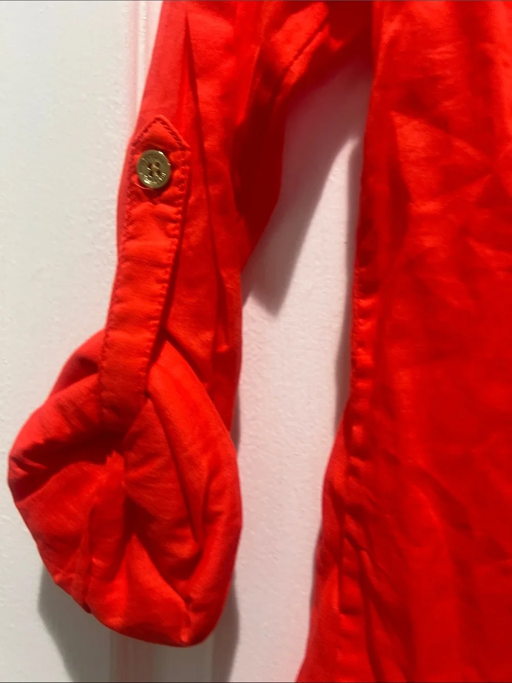 Tory Burch Orange Top with Gold Buttons and Signature Logo
